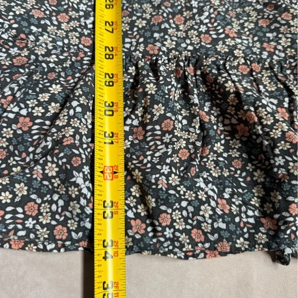 Rails Kiki Mini Dress Black Floral Tie Waist Ruffle Hem Prairie Cottagecore S - Picture 16 of 16